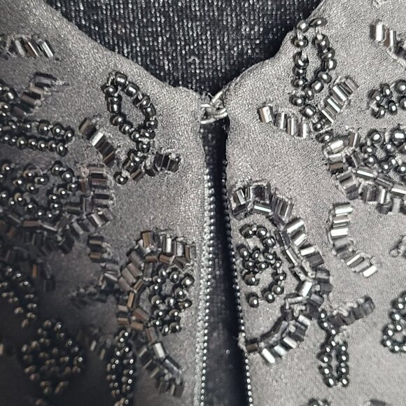 Scala Black Silk Beaded Evening Dress with Sheer Jacket – Size 16 - Picture 9 of 16